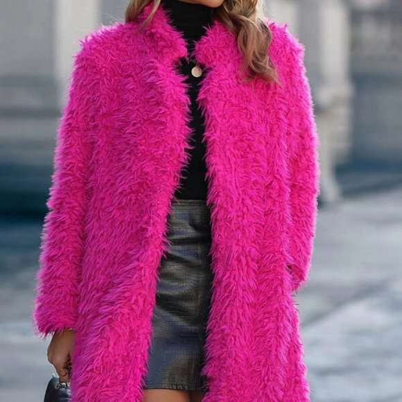 Pink Faux fur Teddy Jacket Coat - Picture 3 of 6